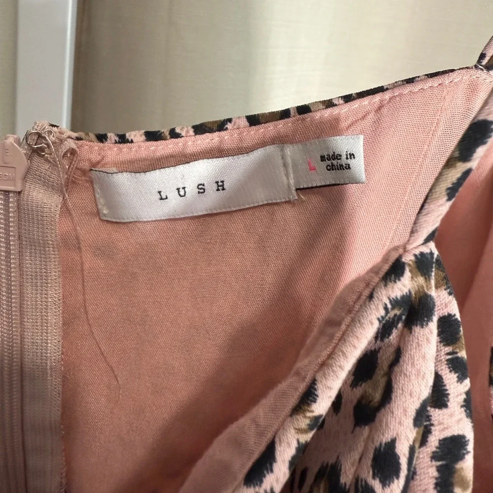 Lush‎ Pink Leopard Print Mini Dress Spaghetti Strap Casual Summer Party Dress - Picture 2 of 4